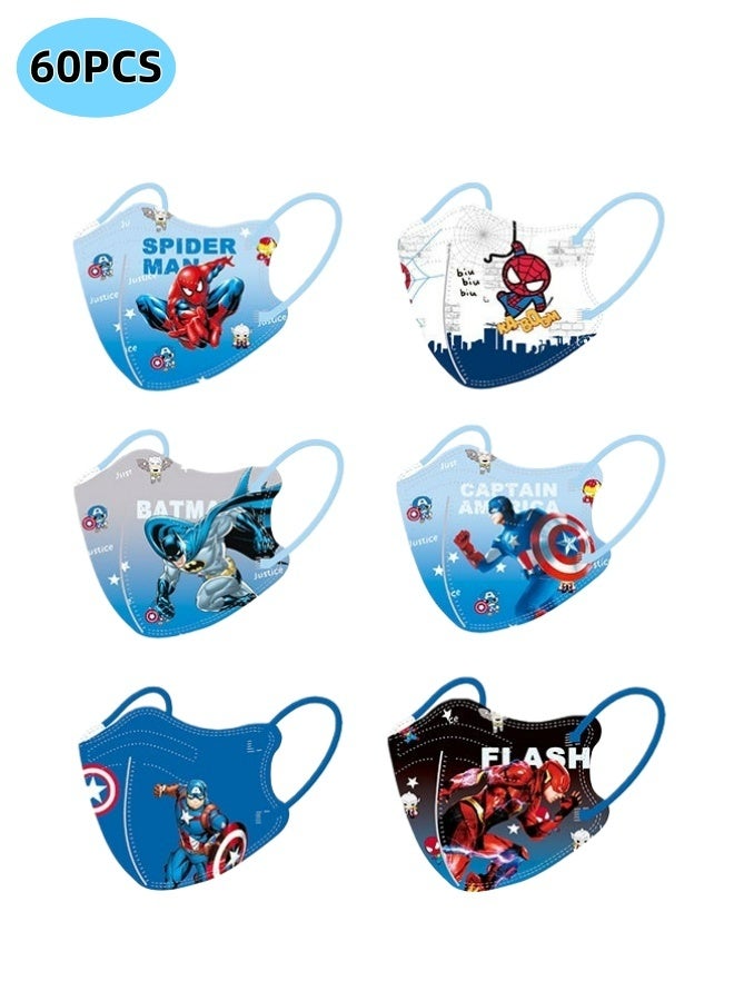 SPIDERMAN 60 Pcs Individually Wrapped Children Disposable Masks 3 Layer Breathable Cute Unisex Face Masks For Kids Teenagers School Outdoor Camping Travel Daily Protection Against Dust Pollen For Boys - Image 1